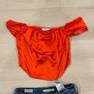 ORANGE SILK LUSH TOP (Size small)